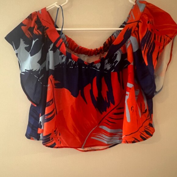 NWT Nicholas Off-Shoulder Tropical Print Crop Top size 4 - Picture 7 of 12